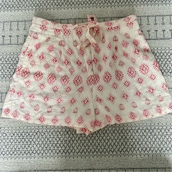 ARTISAN NY 100% Linen High Rise Drawstring Aztec Tribal Shorts Large - Picture 2 of 5